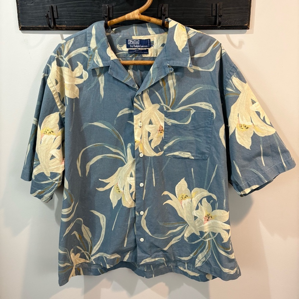 Vintage Polo Ralph Lauren Berkley Tropical Floral Hawaiian Shirt Size XL
